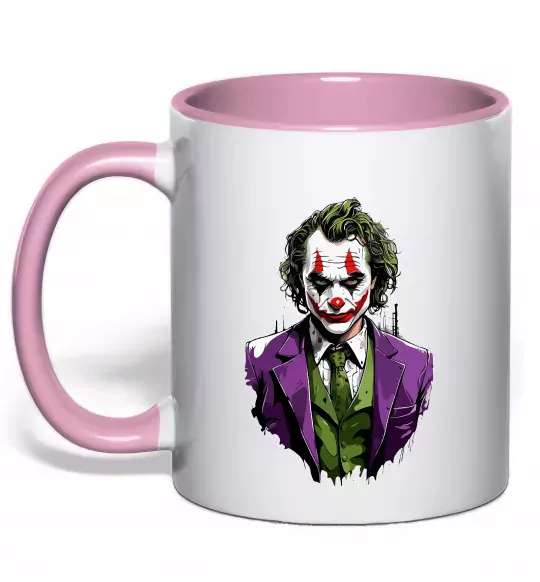 Чашка з кольоровою ручкою Джокер Ніжно рожевий фото