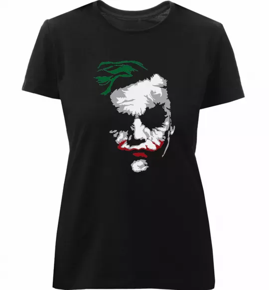 Жіноча преміум футболка Джокер обличчя Чорний фото