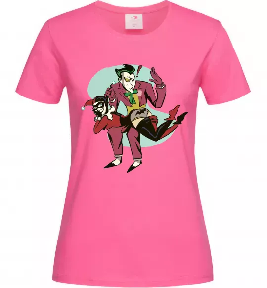 Женская футболка Джокер та Харлі Квін Ярко-розовый фото