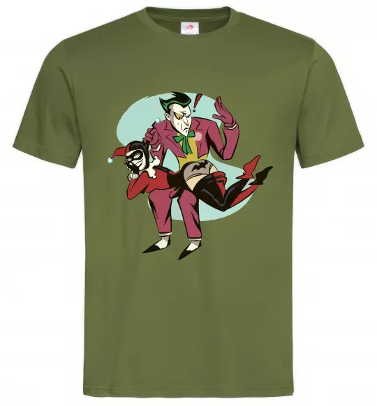 Чоловіча футболка Джокер та Харлі Квін Оливковий фото