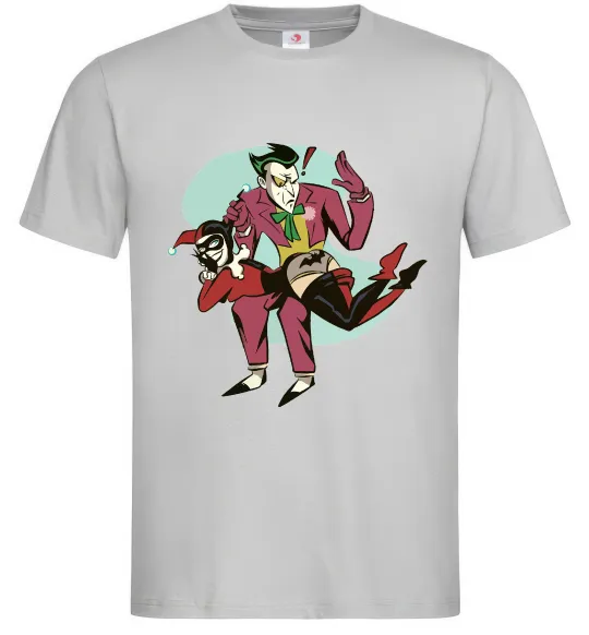 Чоловіча футболка Джокер та Харлі Квін Сірий фото