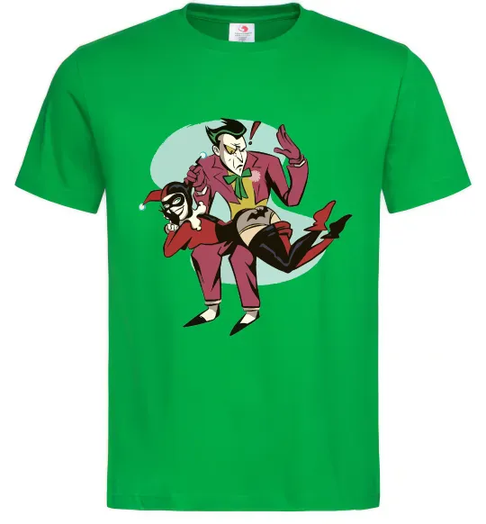 Чоловіча футболка Джокер та Харлі Квін Зелений фото