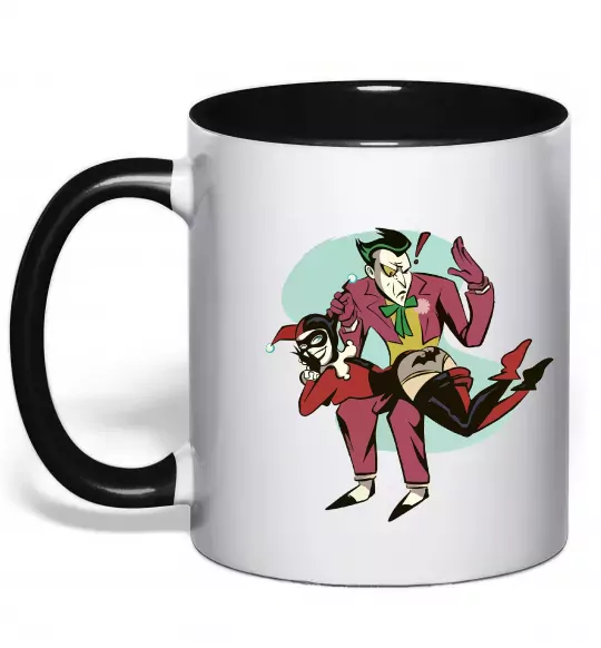 Чашка с цветной ручкой Джокер та Харлі Квін Черный фото