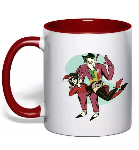 Чашка с цветной ручкой Джокер та Харлі Квін Красный фото