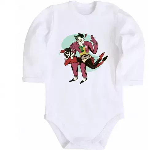 Дитячий бодік Джокер та Харлі Квін Білий фото