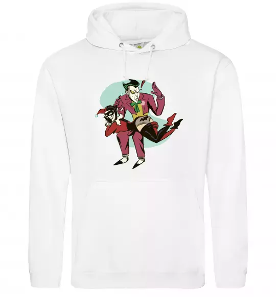 Чоловіча толстовка (худі) Джокер та Харлі Квін Білий фото