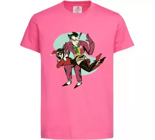 Дитяча футболка Джокер та Харлі Квін Яскраво-рожевий фото