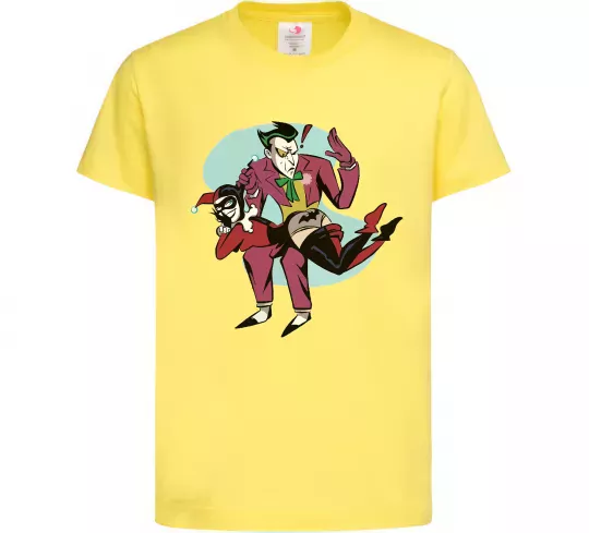 Дитяча футболка Джокер та Харлі Квін Лимонний фото