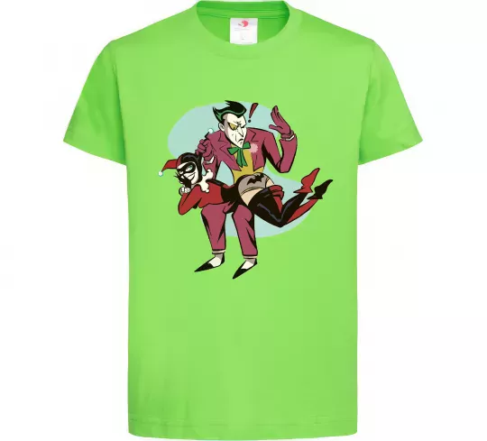 Дитяча футболка Джокер та Харлі Квін Лаймовий фото