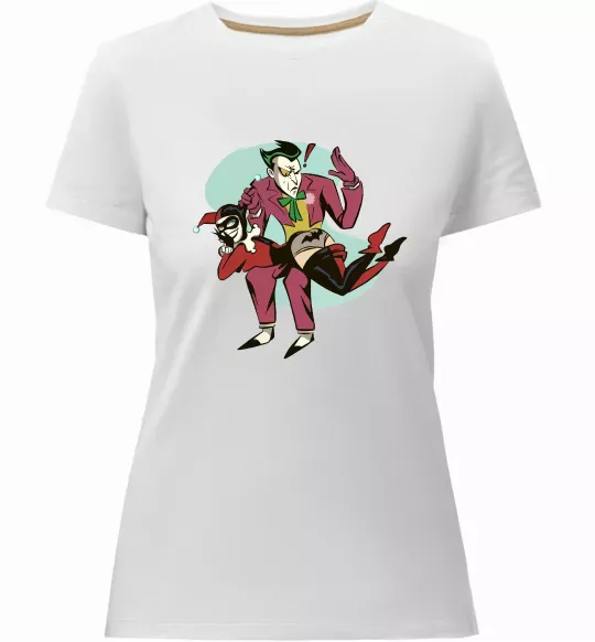 Жіноча преміум футболка Джокер та Харлі Квін Білий фото
