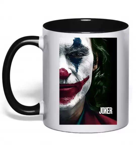 Чашка з кольоровою ручкою Джокер Постер Чорний фото
