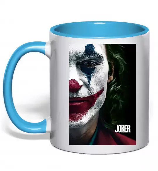 Чашка з кольоровою ручкою Джокер Постер Блакитний фото