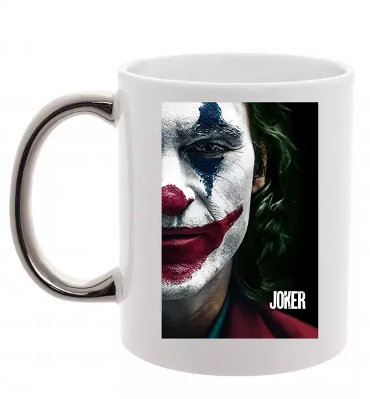 Чашка з кольоровою ручкою Джокер Постер Срібло фото