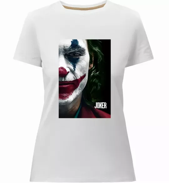 Женская премиум футболка Джокер Постер Белый фото