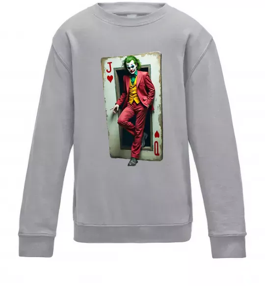 Детский Свитшот Джокер карта Серый меланж фото
