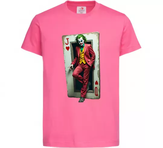 Дитяча футболка Джокер карта Яскраво-рожевий фото