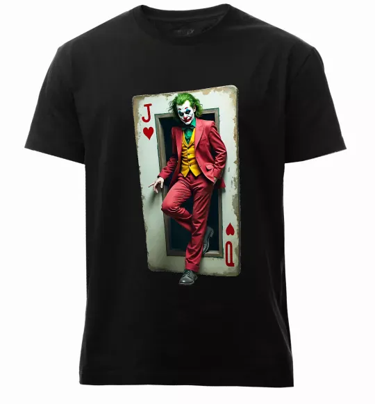 Чоловіча преміум футболка Джокер карта Чорний фото