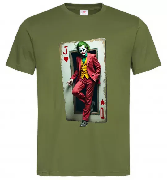 Чоловіча футболка Джокер карта Оливковий фото