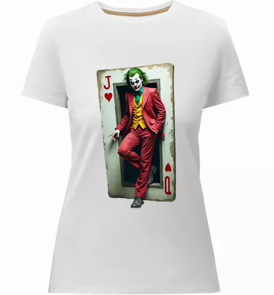 Жіноча преміум футболка Джокер карта Білий фото