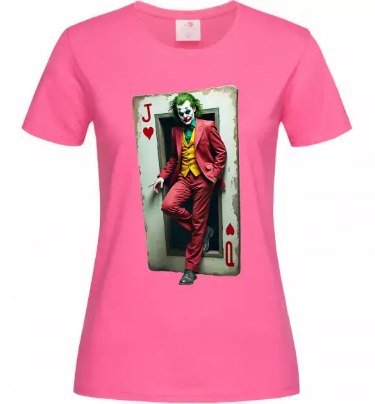 Жіноча футболка Джокер карта Яскраво-рожевий фото