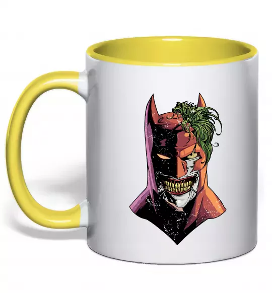 Чашка с цветной ручкой Бетмен-Джокер Солнечно желтый фото