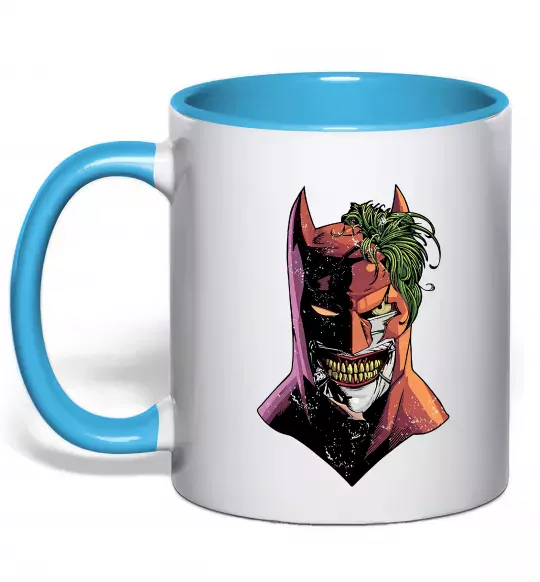 Чашка с цветной ручкой Бетмен-Джокер Голубой фото