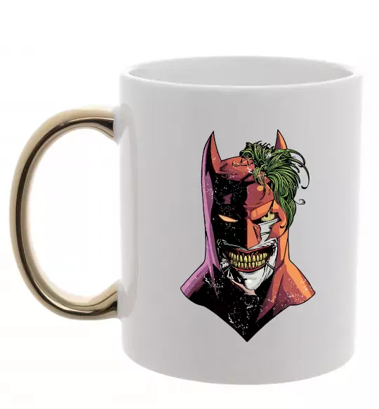 Чашка с цветной ручкой Бетмен-Джокер Золото фото