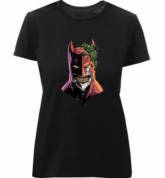 Женская премиум футболка Бетмен-Джокер Черный фото