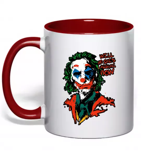 Чашка с цветной ручкой No one`s laughing now Красный фото