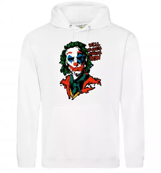 Чоловіча толстовка (худі) No one`s laughing now Білий фото