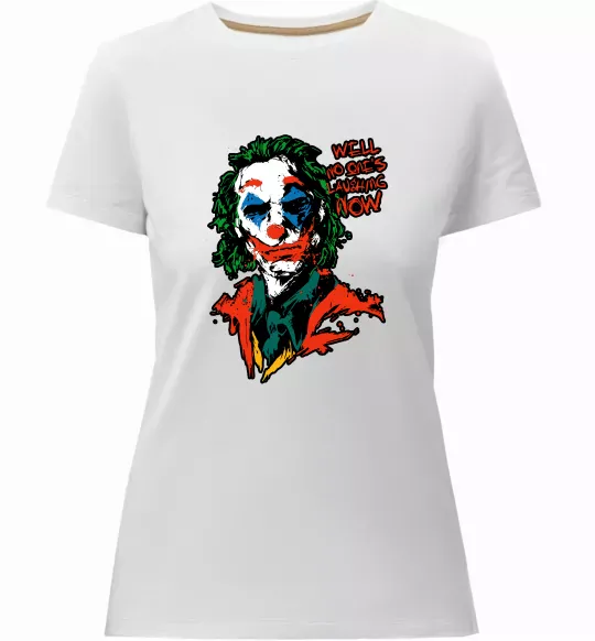 Женская премиум футболка No one`s laughing now Белый фото