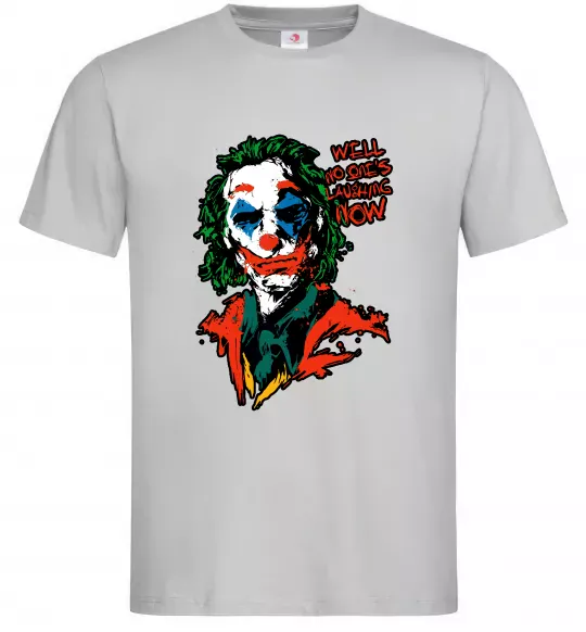 Мужская футболка No one`s laughing now Серый фото