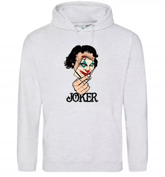 Женская толстовка (худи) Joker card Серый меланж фото