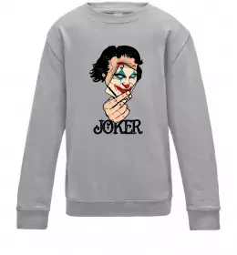Детский Свитшот Joker card Серый меланж фото