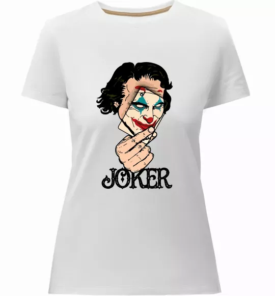 Жіноча преміум футболка Joker card Білий фото