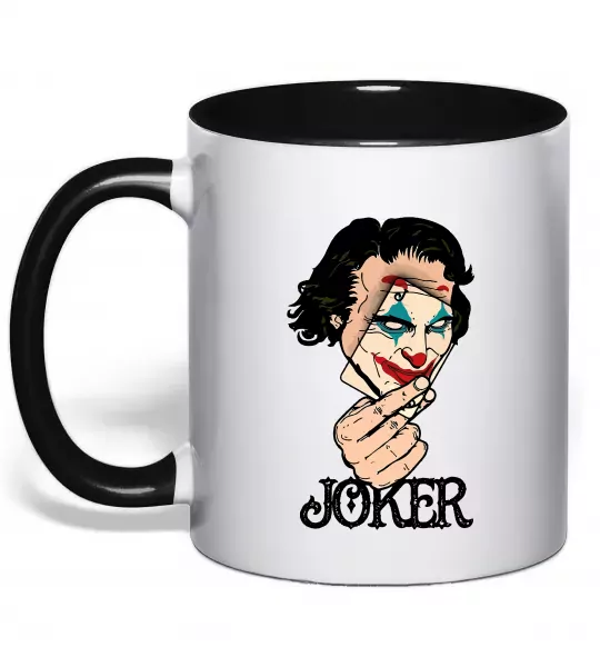 Чашка с цветной ручкой Joker card Черный фото