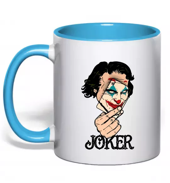 Чашка с цветной ручкой Joker card Голубой фото