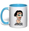 Чашка с цветной ручкой Joker card Голубой фото