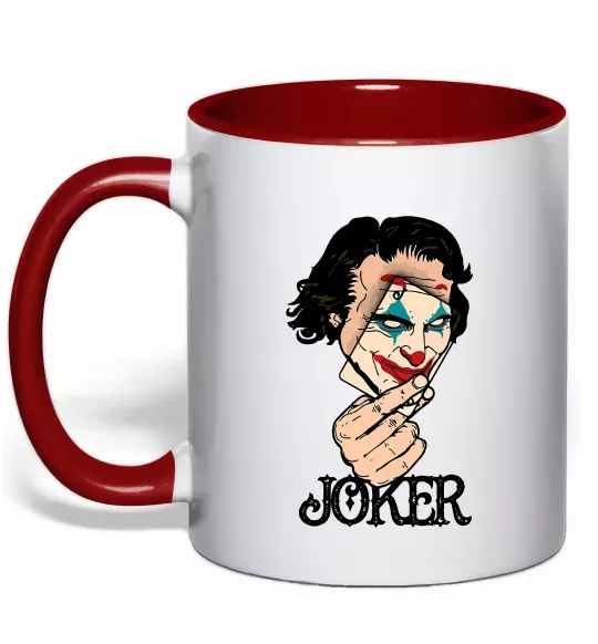 Чашка с цветной ручкой Joker card Красный фото