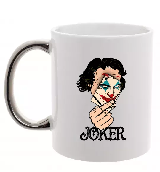 Чашка с цветной ручкой Joker card Серебро фото