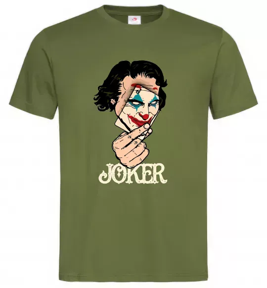 Чоловіча футболка Joker card Оливковий фото