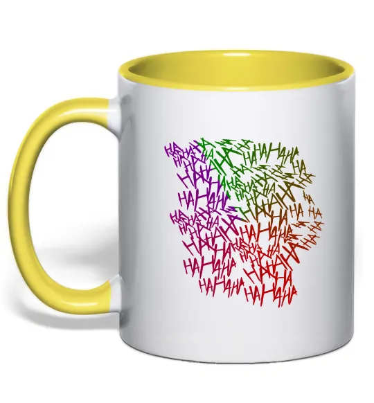 Чашка с цветной ручкой Joker Ha-ha-ha Лимонный фото