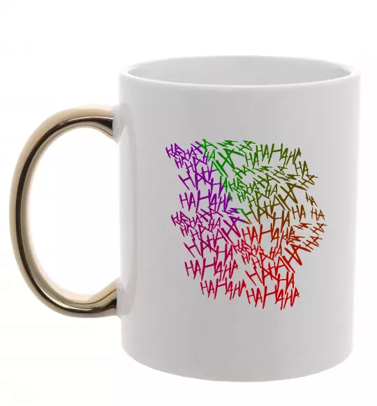 Чашка с цветной ручкой Joker Ha-ha-ha Золото фото