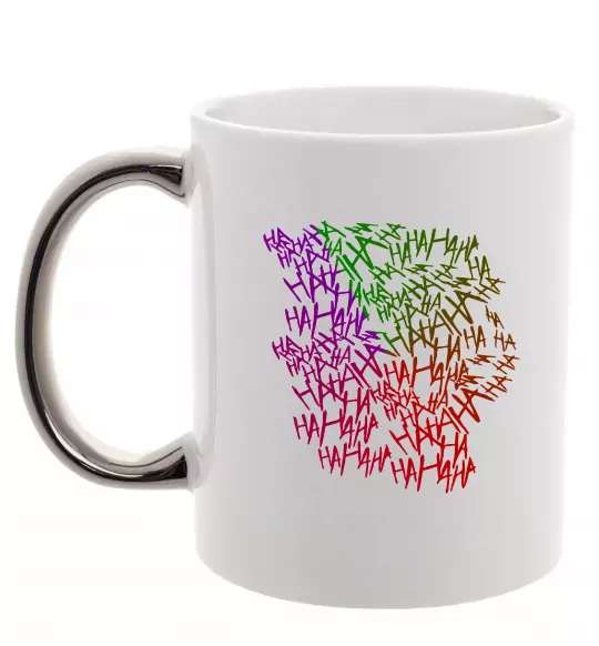 Чашка с цветной ручкой Joker Ha-ha-ha Серебро фото