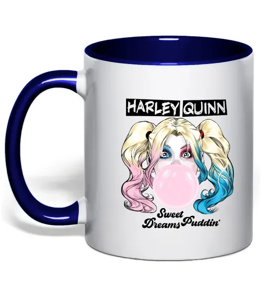 Чашка с цветной ручкой Harley Quinn з жуйкою Глубокий темно-синий фото