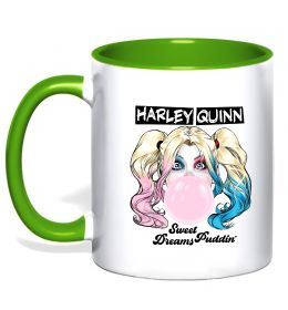 Чашка с цветной ручкой Harley Quinn з жуйкою