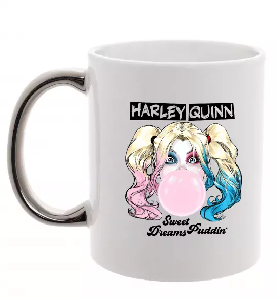 Чашка с цветной ручкой Harley Quinn з жуйкою Серебро фото
