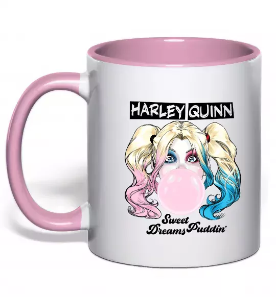 Чашка с цветной ручкой Harley Quinn з жуйкою Нежно розовый фото
