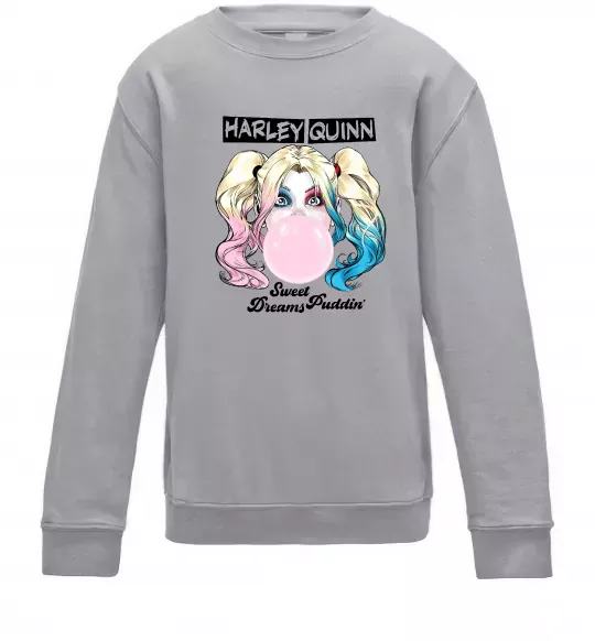 Детский Свитшот Harley Quinn з жуйкою Серый меланж фото