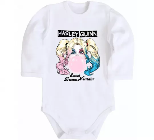 Детский боди Harley Quinn з жуйкою Белый фото